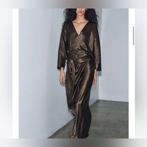 Zara ZW Collection Maxi Wrap Dress NWT Size S